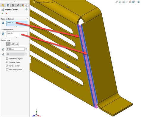 sheet metal corners|solidworks sheet metal closed corner.